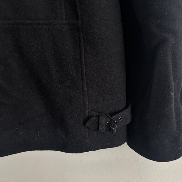 $1600 Belstaff Black Wool Trail Jacket / Pea Coat Shearling Collar - 38/ Medium - Picture 7 of 16